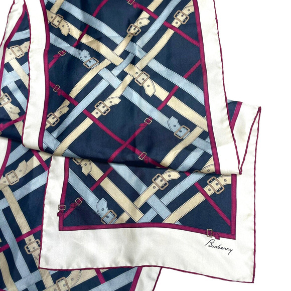 BURBERRY Silk Belt Nova Check Plaid Belt Print Rectangle Scarf 11x62 - Picture 5 of 16